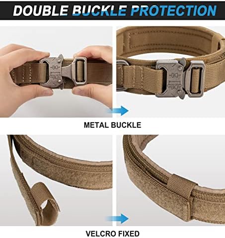 Large Tactical K9 Military Dog Collar - Heavy Duty with Handle, Camo for German Shepherd (Medium, Gray Camo)