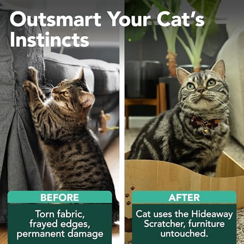 Hideaway Cat Scratcher Box for Indoor Cats - Cat Scratching Board, Horizontal Cat Scratch Pad Lounger with Reversible Usability and Extra Comfort for Lounge(Oak)