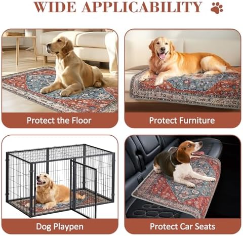 Washable Pee Pads for Dogs, 2 Pack Reusable Puppy Pads Absorbent Training Pads for Dogs Waterproof Dog Mat Non-Slip Whelping Pet Mat (Red, 24“×18”-2Pack)
