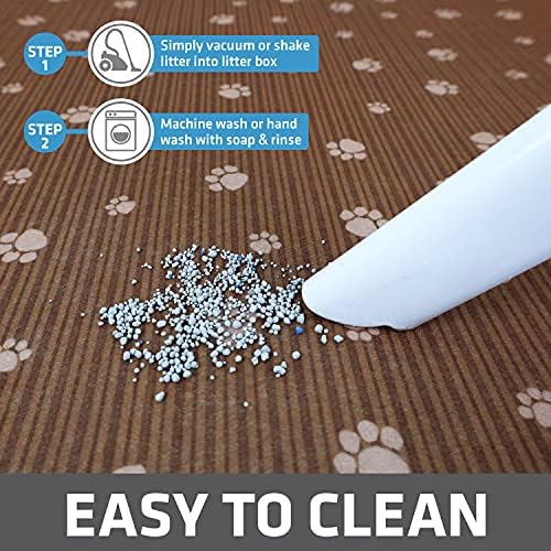 Drymate Original Cat Litter Mat, Contains Mess from Box, Protects Floors, Urine-Proof, Machine Washable, Soft on Kitty Paws, Absorbent, Waterproof (USA Made, Recycled Content) (20”x28”)(BrownTanPaw)