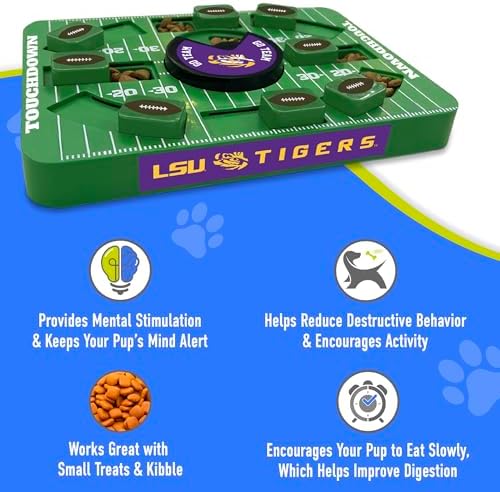 Pets First NCAA LSU Large Puzzle Toy, Interactive Treat Toy for Dogs, New Size, Slow Feeding Toy