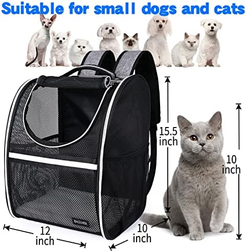 BAGLHER Pet Carrier Backpack, Ventilated Design, Pet Travel Backpack with Comfortable Shoulder Straps, Thicker Bottom Support, Two-Way Entrance Pet Carrier Backpack, Black