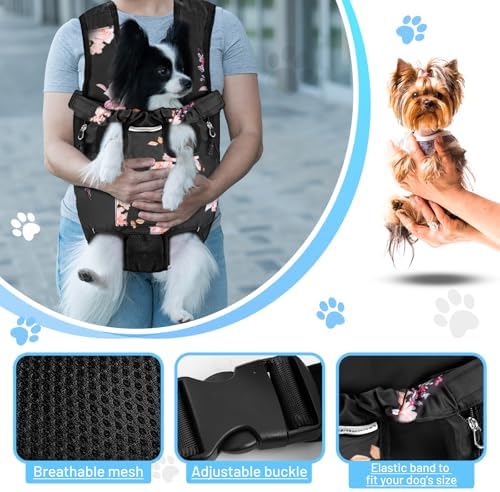 Petmolico Pet Dog Carrier Backpack, Adjustable Dog Legs-Out Front Backpack, Hands-Free Cat Pup Front Carrier Travel Bag, Easy-fit for Traveling Hiking for Small Medium Dogs, XL, Pink Rose