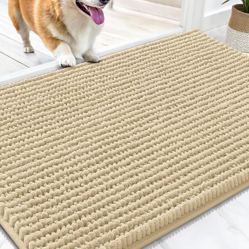 OLANLY Dog Door Mat for Muddy Paws 30x20, Extra Absorbent Chenille Mud Mat