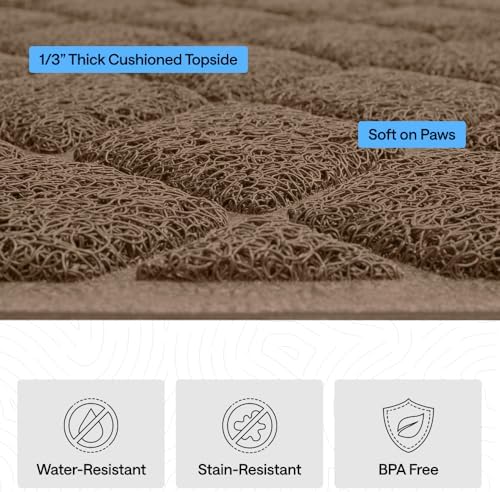 GORILLA GRIP Cat Litter Box Mat, Coiled Mesh Trapping Mats, 35x23 Brown