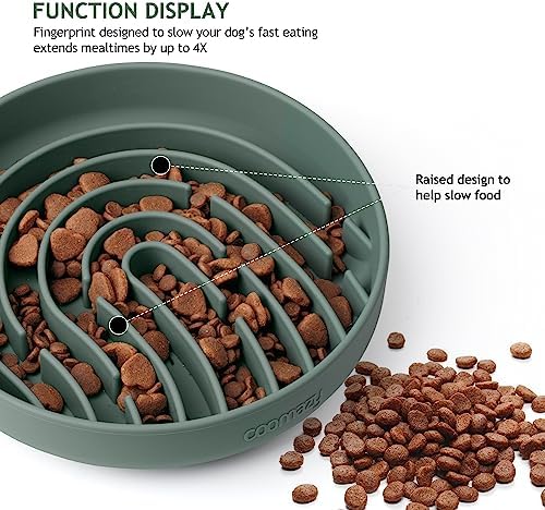 Coomazy Slow Feeder Dog Bowls, Silicone Anti Choking Puzzle Dog Food Bowl
