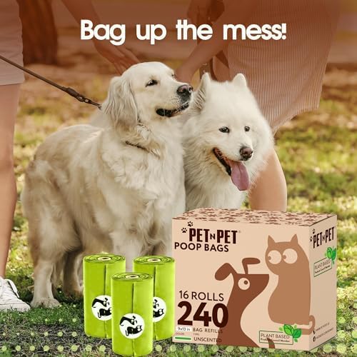 Pet N Pet Poop Bags for Dogs, 240 Count, Plant Based, Leak Proof Thick Roll