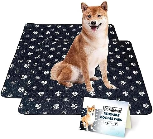 EZwhelp Reusable Dog Pee Pads, Washable Waterproof Mat 24x48 in, 2 Pack