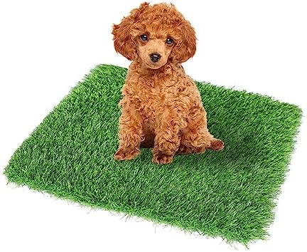 GLOBREEN Fake Grass Pad for Dogs Potty, 19" x 29" Pets Puppy Artificial Turf Pee Pads, Thick & High Drainage for Indoor Outdoor Use