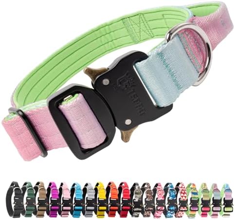 TSPRO Tactical Dog Collar, Heavy Duty Quick Release Metal Buckle and Handle