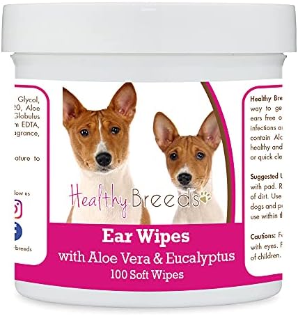 Healthy Breeds Basenji Ear Cleaning Wipes with Aloe & Eucalyptus for Dogs 100 Count