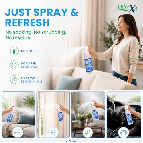 OdorXit Magic Air Odor Neutralizer Spray, Powerful Dog & Cat Urine Odor Neutralizer, Safe Air Refresher for Home, Safe Odor Absorber for Pet, Closet & Any Strong Odor Remover, 2oz