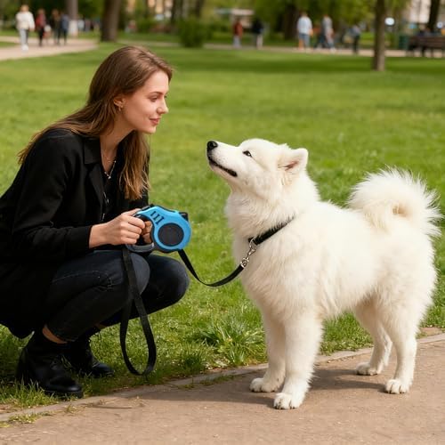 2 Pcs 16.5Ft Retractable Dog Leash,Up to 33 lbs,Blue and Pink