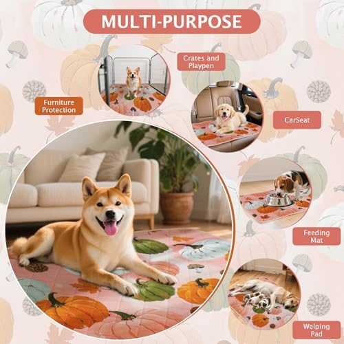IEUUMLER Washable Pee Pads for Dogs, 2 Pack Pumpkin Pattern Reusable Waterproof Puppy Potty Pads, Non-Slip Absorbent Pet Training Pads for Playpen Crate Bed EU016 Pink Pumpkin, 41x36