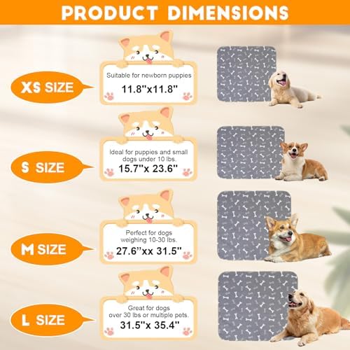 Puppy Pee Pads with Pheromones, Washable Puppy Training Pads for Dogs Reusable Puppy Potty Pads for Dogs and Cats(with Pet Hair Removal Gloves)
