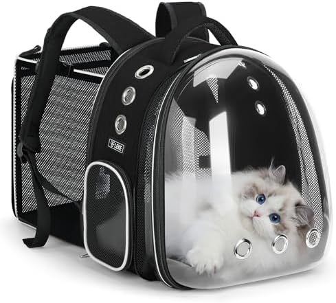 Lekereise Cat Backpack Carrier, Expandable Large Space Cat Bubble Backpack for Kitty Small Dog up to 18lbs, Transparent Pet Carrier for Travel, Hiking
