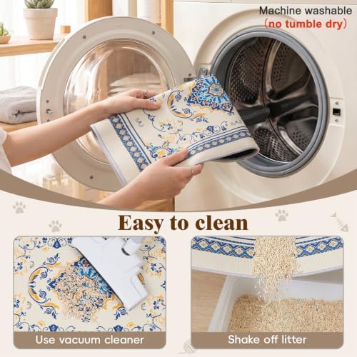 Bienbee Cat Litter Mat, 2 Pack 33" x 22" Machine Washable for Litter Boxes