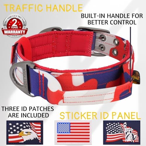 ADITYNA Heavy Duty Dog Collar for Extra-Large Dogs with Traffic Handle