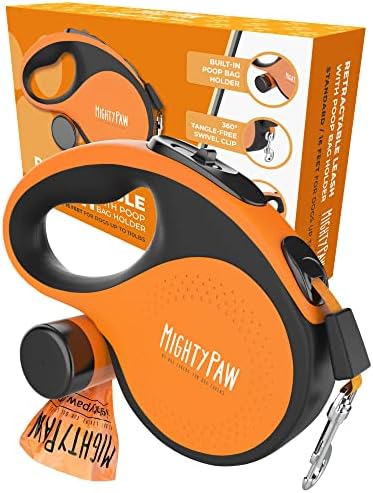 Mighty Paw Retractable Dog Leash with Poop Bag Holder, 16 Ft
