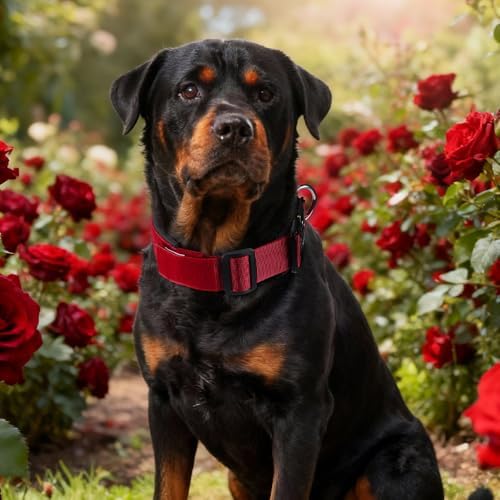 Tactical Dog Collar with Handle (Red, XL)