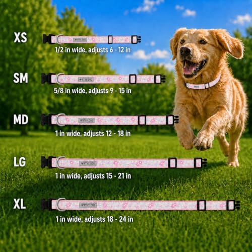THE WORTHY DOG Summer Print, Adjustable Dog Collar, Small Dogs, Floral