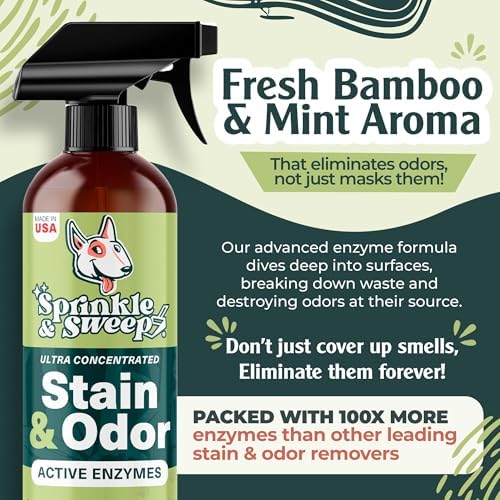 Sprinkle & Sweep: Pet Stain & Odor Enzyme Spray - 32oz, 2 Pack - No Scrubbing Concentrated Formula, Dog & Cat Urine Destroyer, Carpet Spot Cleaning
