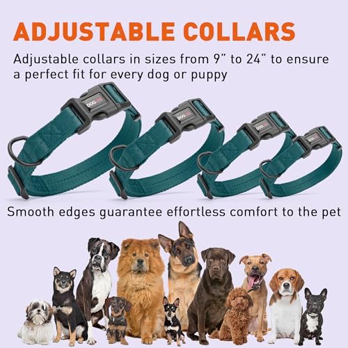 Dogline Dark Teal Customizable Personalized Nylon Collar (W: 3/4" L: 13"-20")