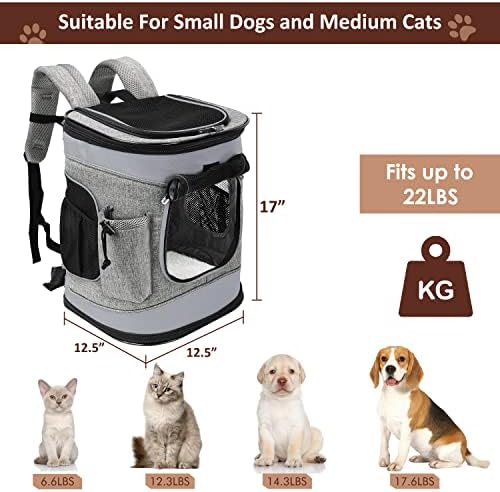 Tirrinia Two-Sided Entry Pet Backpack Travel Carrier for Cats & Small Dogs, Airline-Approved, Padded Back Support, Ideal for Hiking, Walking, Cycling & Outdoor Adventures