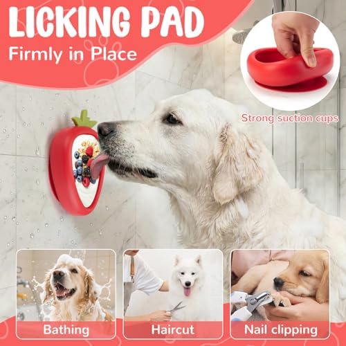 Freeze Dog Lick Bowl, Animire Non-Slip Slow Feeder Lick Mat for Dogs, Silicone Dog Enrichment Bowl for Distraction Anxiety Relief Boredom, BPA Free, Dishwasher Safe(Red,S)