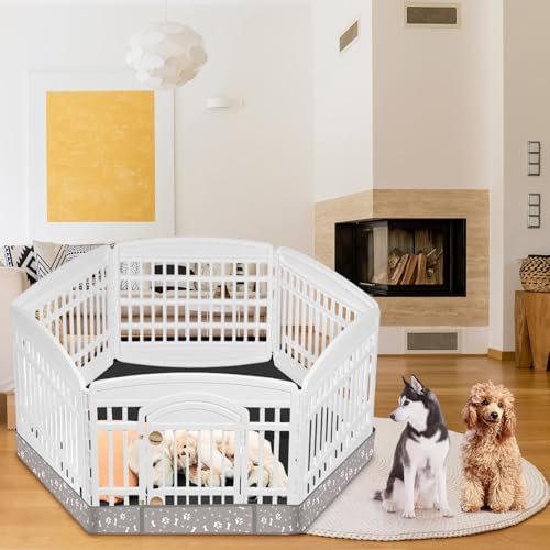 Marsui Dog Playpen Bottom Pad Fits for 36inch W and 24inch H 6 Panels Exercise Pet Dog Mat Puppy Crate Pad Reusable Washable Pet Training Pee Mat Hoop and Loop Design, Playpen Not Included (Gray)