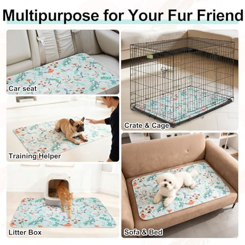 BEAUTYZOO 2 Pack Washable Pee Pads for Dogs,Reusable Puppy Pad 24x36 Floral
