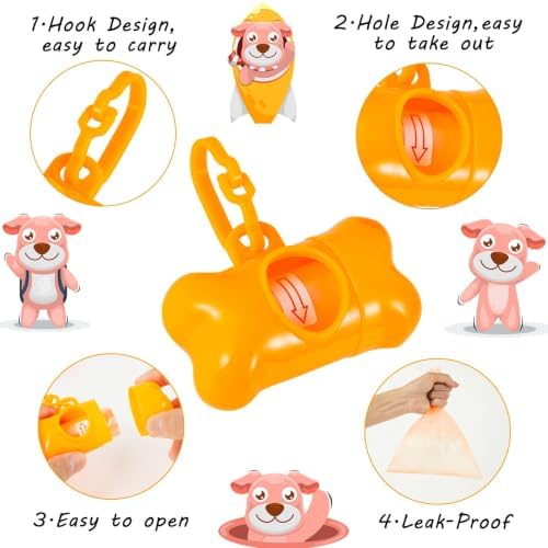 Arroyner 80 Pack Bone Shaped Poop Bag Dispenser Pet Waste Disposal Bag Dispenser (Random Color)