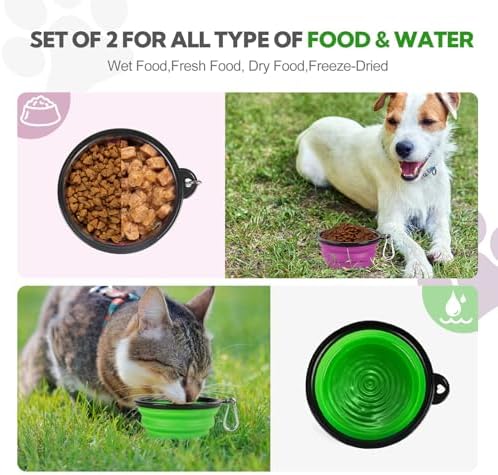 Collapsible Dog Bowl for Travel,2-Pack 12oz Pet Portable Water Food Bowls