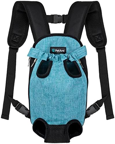 PetAmi Dog Carrier Backpack, Adjustable Pet Cat Front Carrier Backpack, Ventilated Dog Chest Carrier for Hiking Camping Travel, Sling Bag for Small Medium Dog Cat Puppies, Small, 5-9 lbs, Sea Blue