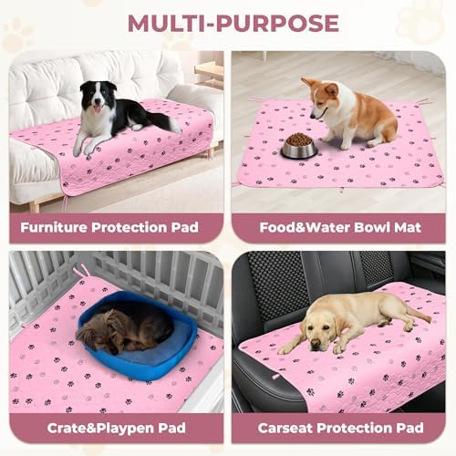 Fostanfly Reusable Puppy Pads, Washable & Absorbent, 18"x24"-2 Pack, Pink