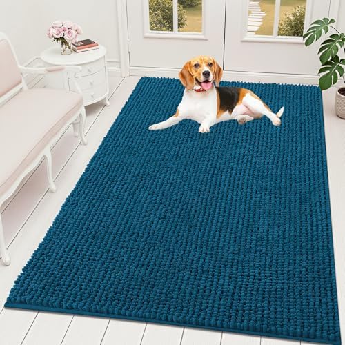 OLANLY Dog Door Mat for Muddy Paws 59x35, Extra Absorbent Chenille Mud Mat