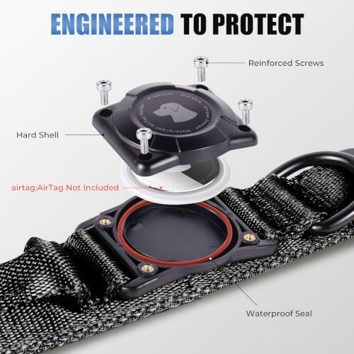 Tactical AirTag Dog Collar with Holder for Medium Large Dogs, Black, XL
