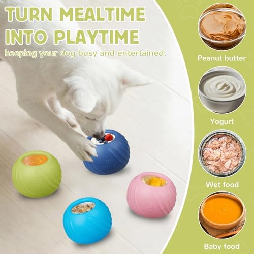 Long-Lasting Dog Lick Toy, Wobbly Dog Enrichment Lick Bowl to Keep Dogs Busy, Interactive Stuffable Dog Treat Feeder for Boredom, Silicone Treat Dispensing Chew Toy(Green,L)