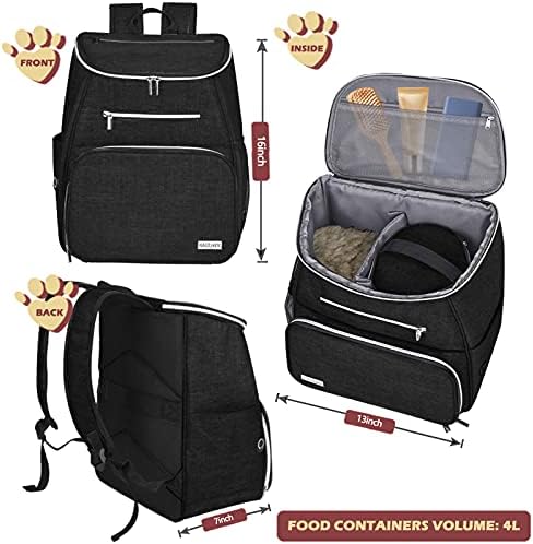 BAGLHER丨Dog Travel Bag Backpack, Airline Approved Pet Supplies Backpack, Dog Travel Bag with 2 Silicone Collapsible Bowls and 2 Food Baskets, Black