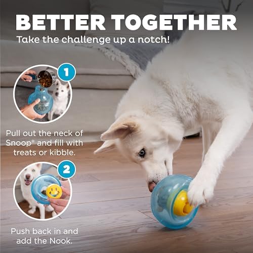 Outward Hound Nooks Happiness Interactive Durable Treat-Dispensing Dog Toy, Stuffable Puzzle Ball for Solo Play or Pair with Large Snoop, Mint-Scented, No BPA