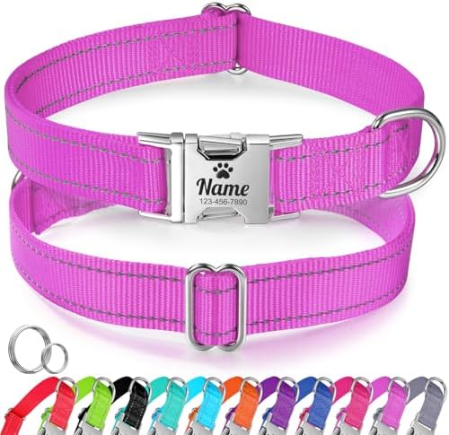 Silent Dog Collar Personalized with Name Phone Number Laser Engraved