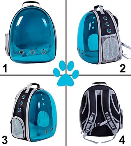 Tinted Blue Cat Backpack, Expandable Space Capsule Polarized Pet Carrier for Kitten Bunny Small Dog, Pet Carrying Hiking Traveling Backpack