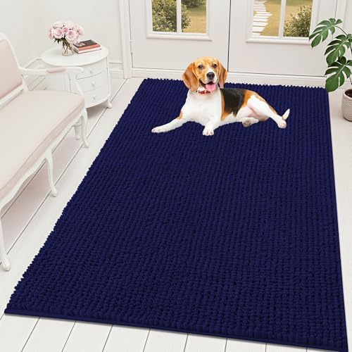 OLANLY Dog Door Mat for Muddy Paws 59x35, Extra Absorbent Chenille Mud Mat