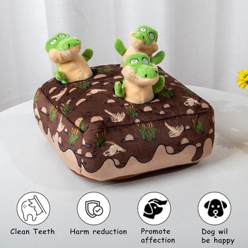 Hollypet Squeaky Hide and Seek Dog Toys for Small and Medium, Crocodile
