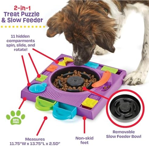 Learning Resources Brightkins DJ Doggo Puzzle Feeder - Slow Feeder Dog Bowls, Puzzle Toys for Dogs, Slow Eating Dog Bowl, Large Puppy Bowls, Treat Puzzles Feeders for Cat and Dogs, Puppy Food Bowl