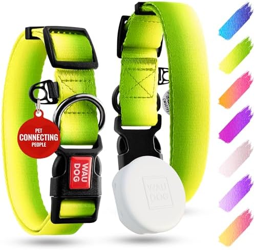 WAUDOG Nylon Dog Collar & Airtag Holder Adjustable Small Medium Large Dogs