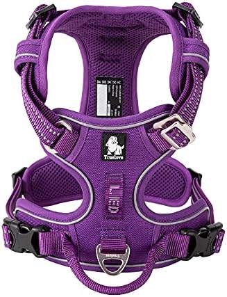 WINHYEPET True Love No Pull Dog Harness Extra Reflective Pet Harness for Small Medium Large Dogs Adjustbale for Running Walking Padded Soft Mesh Vest Easy Control TLH56512(Purple,L)