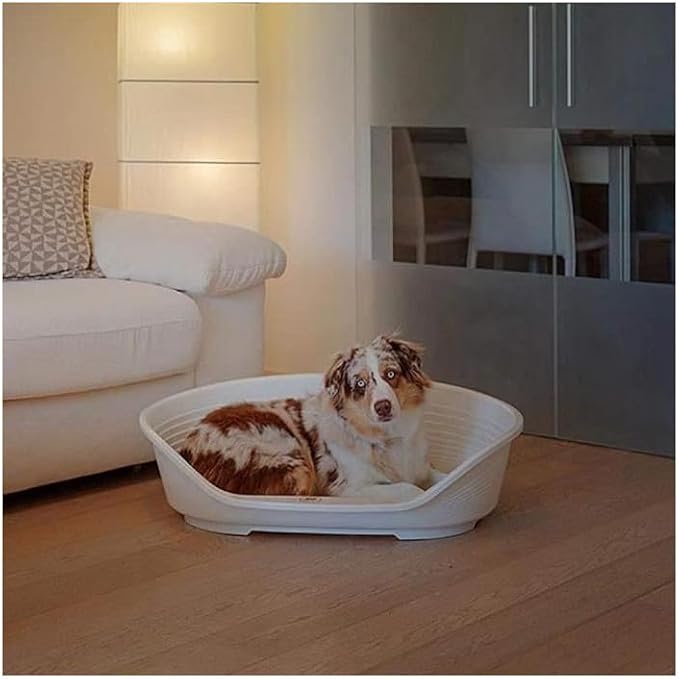 Ferplast Cat Bed, Plastic Dog Bed Large, Ventilation Holes and Non-Slip Rubber Feet for Added Stability 82 x 59,5 x h. 25 cm. Dark Grey