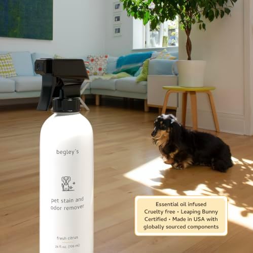 Begley's Pet Stain and Odor Remover - Pet Odor Eliminator for Home - Pet Urine Enzyme Cleaner - Pet Carpet Cleaner for Pets - Enzymatic Cleaner for Dog Urine, Cat Pee, Feces, Fluids - 24 Ounce