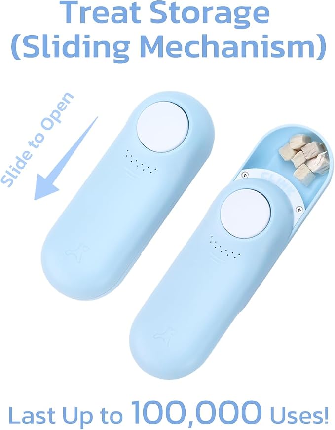 Clink Design Dog Training Clicker & Dog Clicker with Treat Storage, Blue | Clicker Dog Trainer, Compact Dog Clicker for Puppy Training or Cat Clicker, 2.36 oz